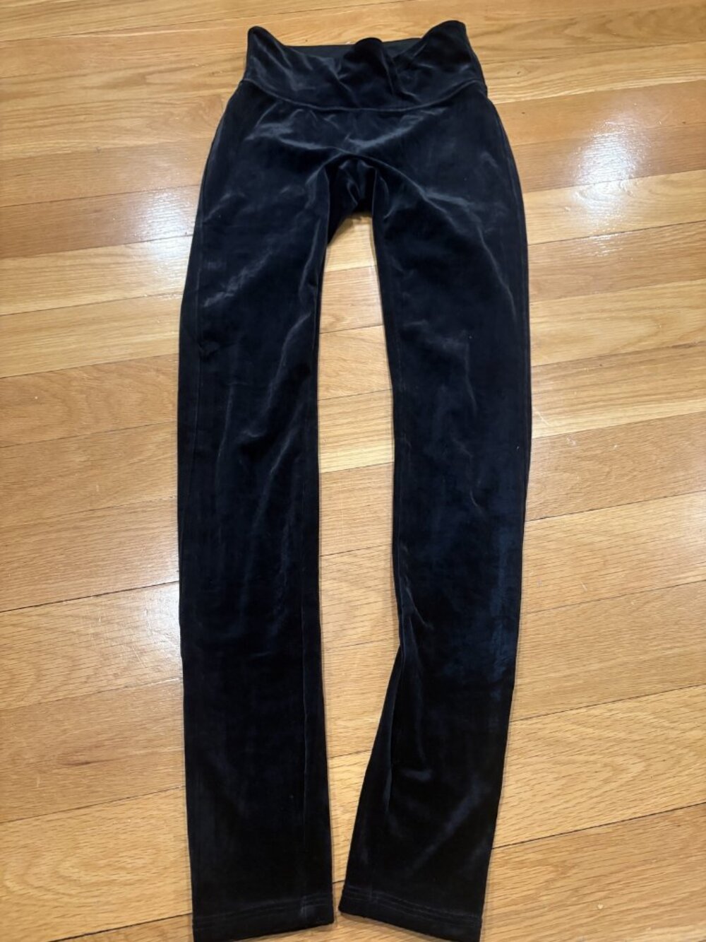 Spanx Size Small (S) Black Velvet High Waisted Leggings